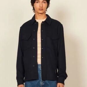 Sandro Men's linen cotton shirt overshirt jacket button down